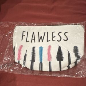 Makeup Bag with Mascara Brush Design, Zipper, White Black Pink Blue